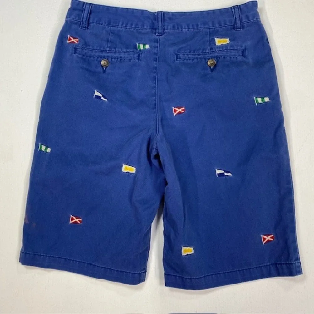 Polo Ralph Lauren Boys‎ Blue Nautical Flag Embroidered Chino Shorts Size 14